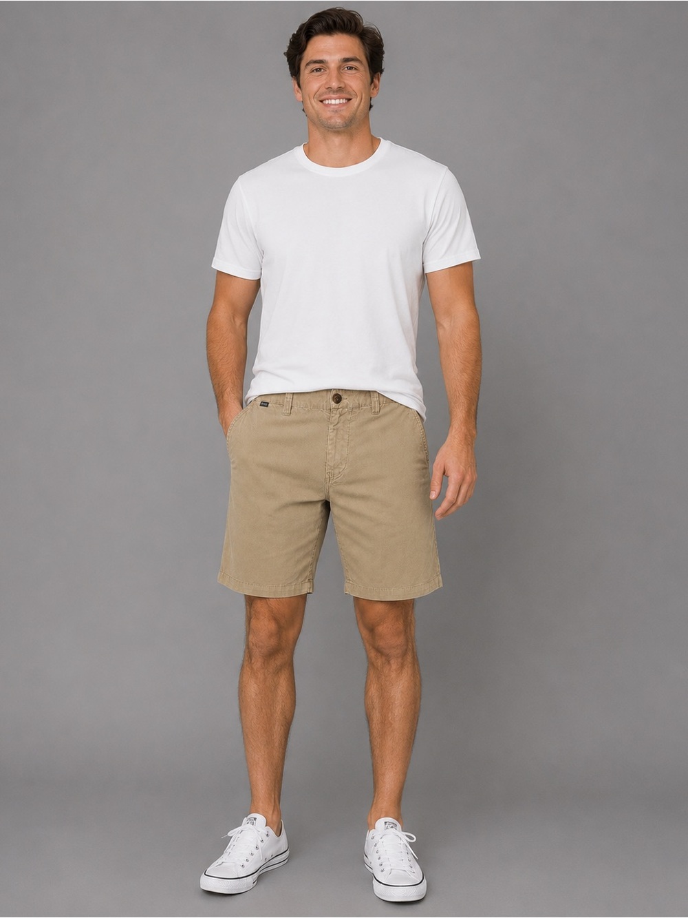 FOX Racing Men’s Khaki Chino Shorts Size 32 Beige Casual Flat Front Cotton Blend